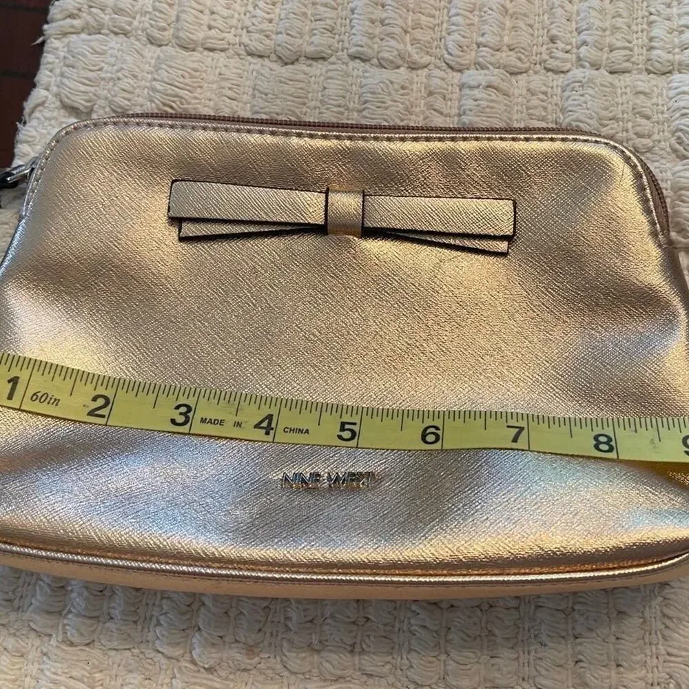 Nine West rose gold metallic cosmetic pouch
